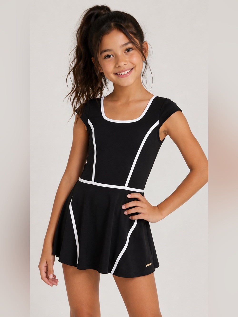 Justice Black & White Skater Dress Girls Size 7/8 NWT Athletic